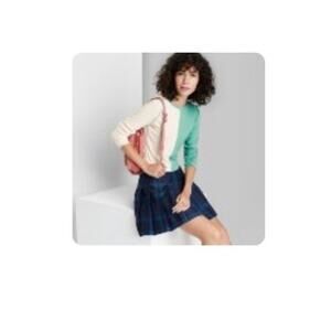 Wild Fable Womens long sleeve fitted T-shirt green colorblock SIZE Large NWOT